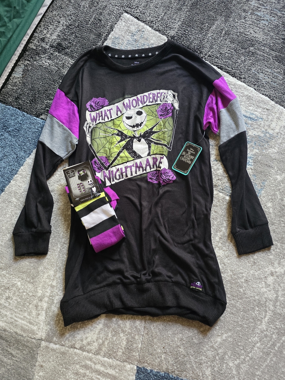 The Nightmare Before Christmas Black & Purple Long Sleeve Sleepset